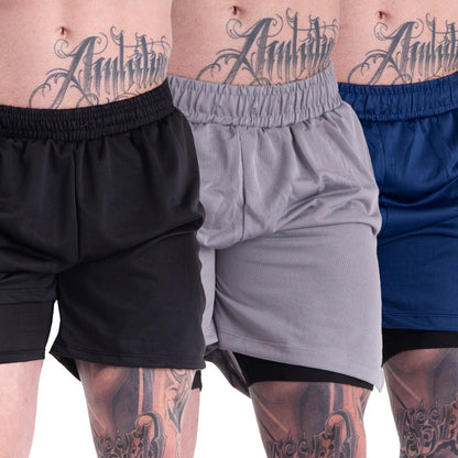 KIT 3 SHORTS DRY-FIT DE COMPRESSÃO 2 EM 1 [PAGUE 2 LEVE 3]