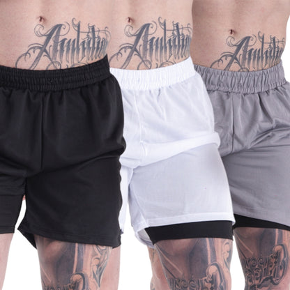 KIT 3 SHORTS DRY-FIT DE COMPRESSÃO 2 EM 1 [PAGUE 2 LEVE 3]