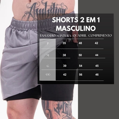 KIT 3 SHORTS DRY-FIT DE COMPRESSÃO 2 EM 1 [PAGUE 2 LEVE 3]